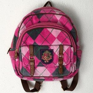 Juicy Couture Pink Velvet Plaid Backpack